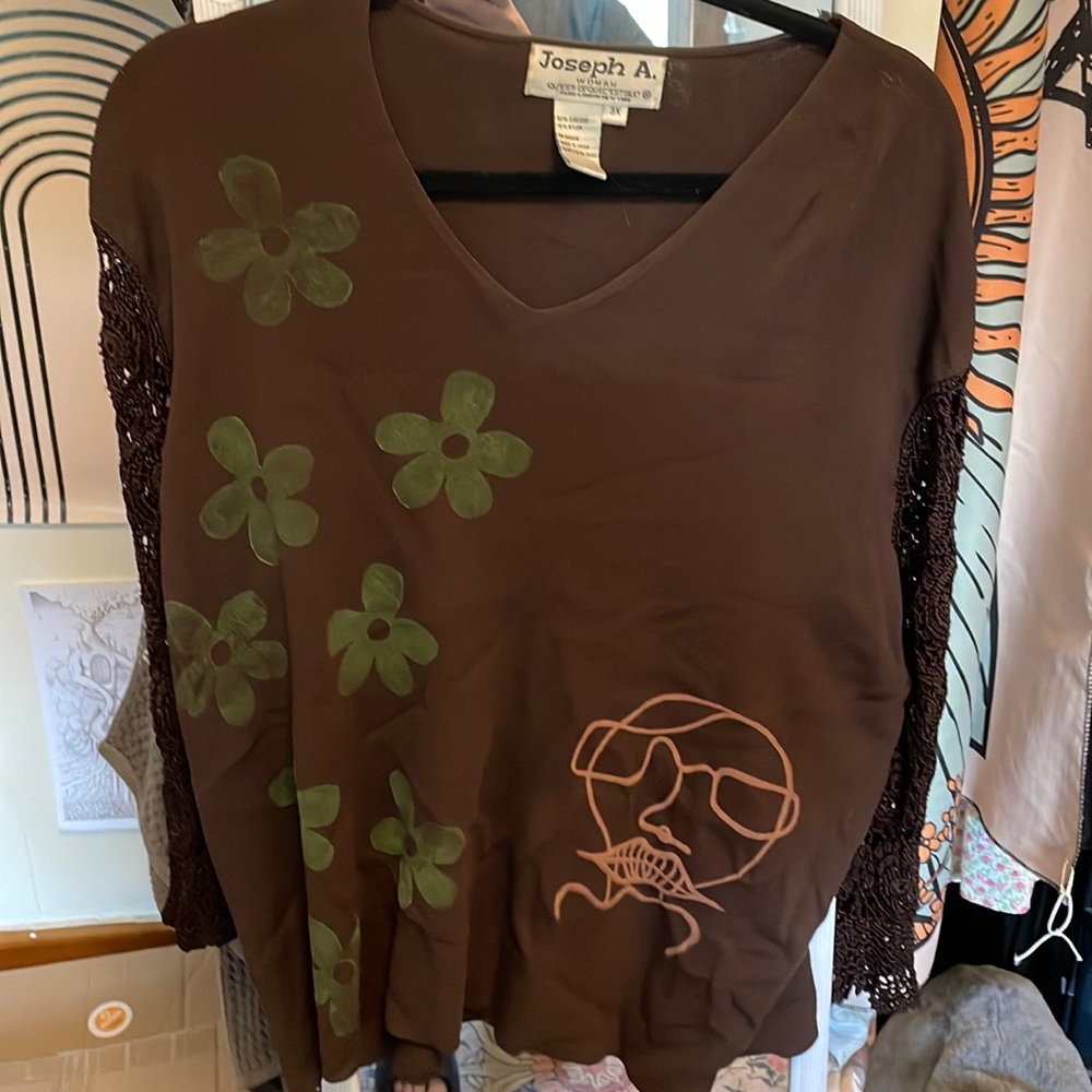 FUNKY brown custom vintage long sleeve top